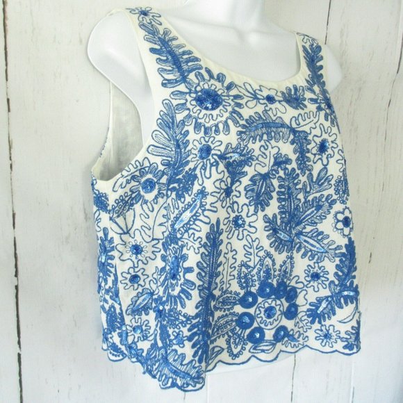 SOLDMoulinette Soeurs Top Embroidered Crop Scallop - Picture 4 of 8